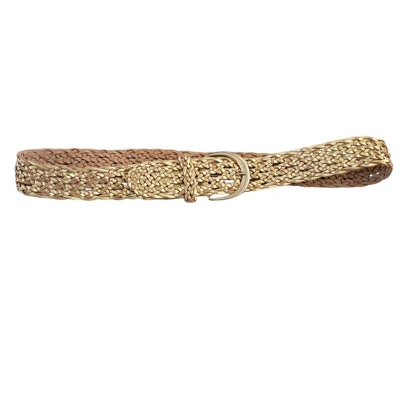 Hollister Metallic Gold Braided Geniune Leather Belt Size XS/S - Picture 1 of 4